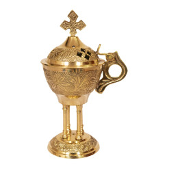 Brass Carved Cross Hand Censer Brass Carved Cross Hand Censer